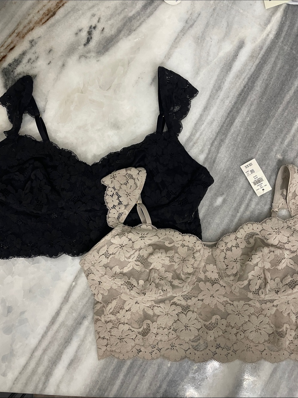 Aerie Medium Lace Bralette Duo - Black & Taupe NWT